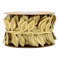 Golden leaf ribbon for gift wrapping, metallic leaf trim on paper spool for Christmas decor - Gold Leaf Ribbon Width 4.5cm (10m/Roll)