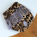 Leopard print dog physiological pants with gray mesh lace edge and tail opening - L / Leopard Print