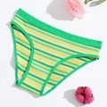 Slip da donna in cotone a coste con righe verdi e gialle e tessuto elastico traspirante - Verde