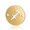 Golden stainless steel Sagittarius zodiac round charm connector for DIY jewelry making - 5 Pcs/Pack / Gold-Sagittarius
