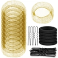 Hair styling set including light blonde hair nets, black elastic ties and U-shaped metal pins - Light Coffee 65-Piece Set / Light Coffee