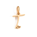 Gold plated stainless steel pendant with letter T and cutout heart charm details - Letter T / Gold