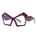 Modern purple oversized geometric polygon cat eye blue light blocking glasses for women - Purple