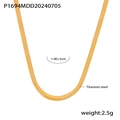 Collana piatta a serpente in acciaio al titanio dorato, lunghezza 40+5cm finitura lucida - Collana a Catena a Lama Dorata