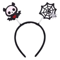 Detail of Halloween headband with spring-loaded bat and silver sequin spider decoration - 19# Bat + Silver Spider Web