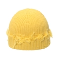 Bonnet en maille jaune vif au design vieilli avec bords effilochés pour un look urbain - M (56-58cm) / Jaune