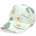 Detailansicht der hellgrünen Baseballkappe mit Avocado-Print und Segeltuch-Struktur - Verstellbar / Avocado-Hellgrün