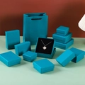 Deep teal jewelry gift box set with matching paper bag for rings and necklaces - Indigo Blue