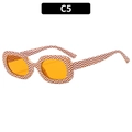 Retro sunglasses with orange wavy pattern frame and yellow lenses in style C5 - Red White Stripe Orange Lens