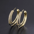 Elegant gold-plated double-hoop earrings featuring sparkling white zircon pave settings - Gold