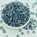 Close-up of matte blue-grey glass beads with gold foil inside for DIY jewelry making - 6mm / 6mm Dark Blue with Gold Flecks