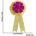 Large double-layered Christmas velvet bow in gold and magenta glitter finish, 48cm height - Gold Mesh with Rose Red & Silver Edge