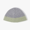 Winter knitted beanie in dark grey and neon yellow with stylish chevron rib pattern - Light Gray