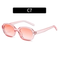 Pink translucent oval sunglasses with orange gradient lenses and trendy concave frame C7 - Transparent Pink Frame Gradient Pink Lens
