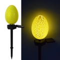Solar dinosaur egg garden light with yellow crackle effect for outdoor landscape decor - Easter Egg Stake (Yellow)