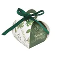 European wedding favor box with tropical leaf pattern and green ribbon bow decoration - Green Leaf Pattern Box With Green Ribbon