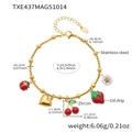 Detail specifications of stainless steel charm bracelet with zircon and oil drip pendants - 16.5+5cm / Gold Bracelet Cherry Ladybug Style