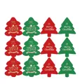 Adesivi natalizi a forma di albero in rosso e verde, 12 pezzi per foglio con decori - TZ31 [12 Adesivi/Foglio]