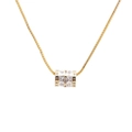 Dettaglio della collana dorata occhio della fortuna con cristalli e incisione VELOV - Oro Bianco Zircone