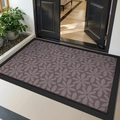 Dark gray woven entrance mat with black rubber border on light tile floor - Twilight Dream
