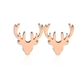 Minimalist rose gold reindeer stud earrings for women with festive animal design - 087 Antler / Rose Gold