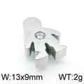 Polierter Edelstahl-Anhänger in Jungenform mit Kristalleinlage in Silber, 13x9mm - Stahlfarbenes Jungen-Design (KLJ4432-Z)