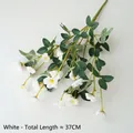 Artificial white rose bouquet with green leaves, 37cm length for home decoration - White