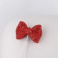 Sparkling red rhinestone bow tie decorative pin with long metal needle for DIY accessories - Red