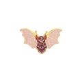 Künstlerische goldene Fledermaus-Emaille-Anstecknadel mit rosa Sternenflügeln - Sternenklare rosa Fledermaus