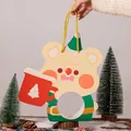 Christmas bear mousse ball gift box with window handle 31.5x27x7.5cm design - Green Hat Bear Style