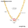 18k gold plated titanium steel necklace featuring pink teardrop and square zircon stones - Pink Zirconia Style (P2004)