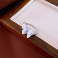 Anillo Abierto de Mariposa Azul Plateado