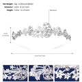 Specifiche dettagliate delle dimensioni per il cerchietto di strass argento con fiori - Stile Fiore Argento (TS-J3201S)
