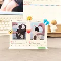 Cream white acrylic photo frame stand in Instagram style with heart and crown decorations - Double Frame White / White