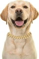 Luxurious gold Cuban link dog collar with sparkling rhinestones on a yellow Labrador - 20cm / Gold