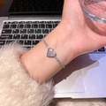 Elegant silver bracelet featuring a purple heart zircon pendant on a delicate chain - S487 Silver