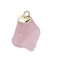 Natural raw rose quartz pendant with gold plated metal edge for crystal necklace - Gold Edging / Rose Quartz