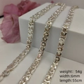6mm silver Byzantine chain necklace for men, 55cm length stainless steel jewelry 54g - 6mm*55cm / Silver