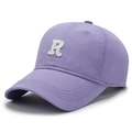 Light purple cotton baseball cap featuring a white 3D embroidered letter R design - Adjustable / Purple
