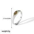 Detail view of 18K gold stainless steel ring with marquise cut yellow stone and dimensions - Silver Band - Yellow Zirconia (TR4197-7-S)