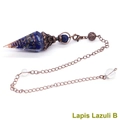 Lapis Lazuli crystal point pendant in antique bronze metal finish with alloy chain - Antique Bronze Lapis Lazuli