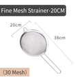 Fine mesh stainless steel strainer with 20cm diameter and 30 mesh density - Mesh Strainer - 20cm (30 Mesh)