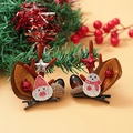Christmas hair clips featuring brown antlers with Santa and snowman sequin details - Christmas Clip Style 17