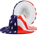 Klassischer US-Flaggen-Fedora mit Sternenmuster und rot-weißen Streifen aus Wollfilz - Stars and Stripes schlichter Stil (JX-F22)