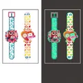 Glow-in-the-dark waterproof temporary cartoon watch tattoos with owl and heart bear designs - Luminous Watch Style (WS-K184)