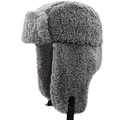 Colbacco invernale in finta lana di agnello grigia con paraorecchie e cinturino - XL (58-60cm) / Grigio