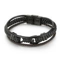 Bracciale multistrato in pelle intrecciata da uomo con chiusura magnetica in acciaio nero - Stile Nero (KB147968-KLHQ)