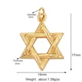 Golden Star of David charm with textured finish and fixed top loop for jewelry - Gold/Hexagram