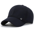 Gorra de béisbol clásica azul marino para hombre con emblema de escudo de metal plateado - Ajustable / Azul