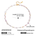 Bohemian colorful bead necklace with shell pendant and hypoallergenic stainless steel links - Shell Seed Bead Necklace(JDN0305034)